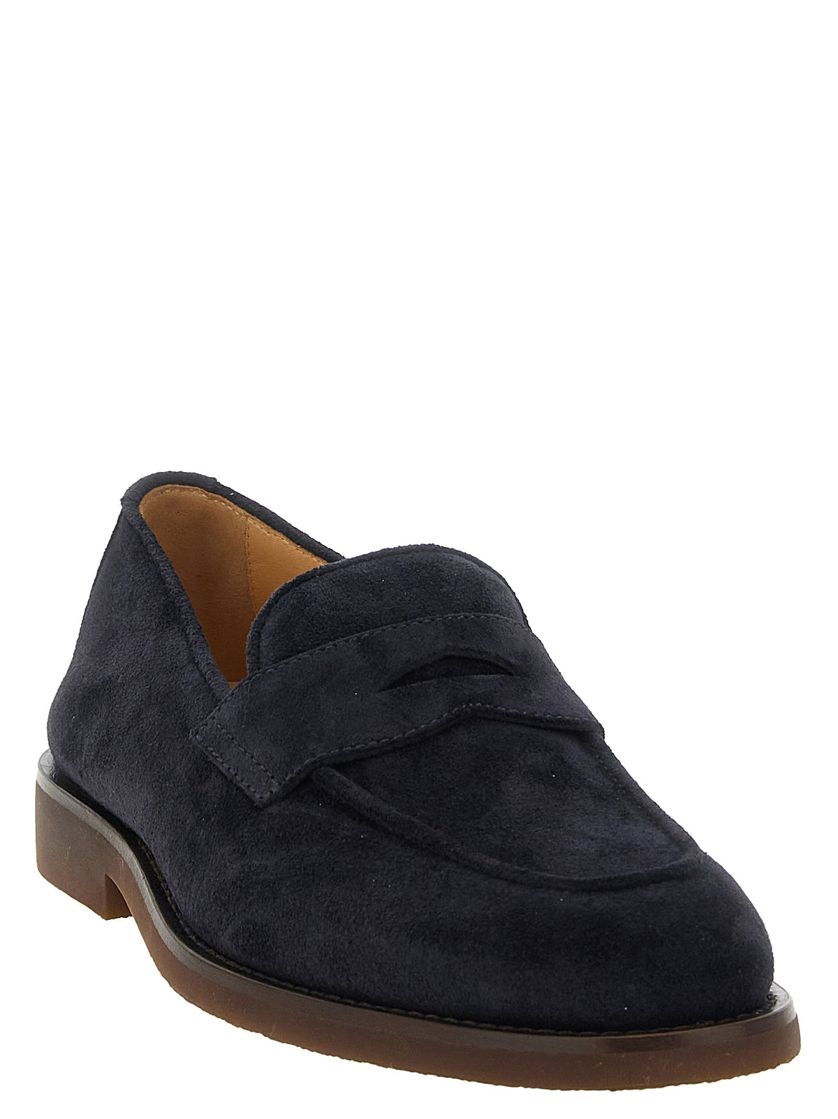 Brunello Cucinelli Mokassins aus blauem Kalbsleder