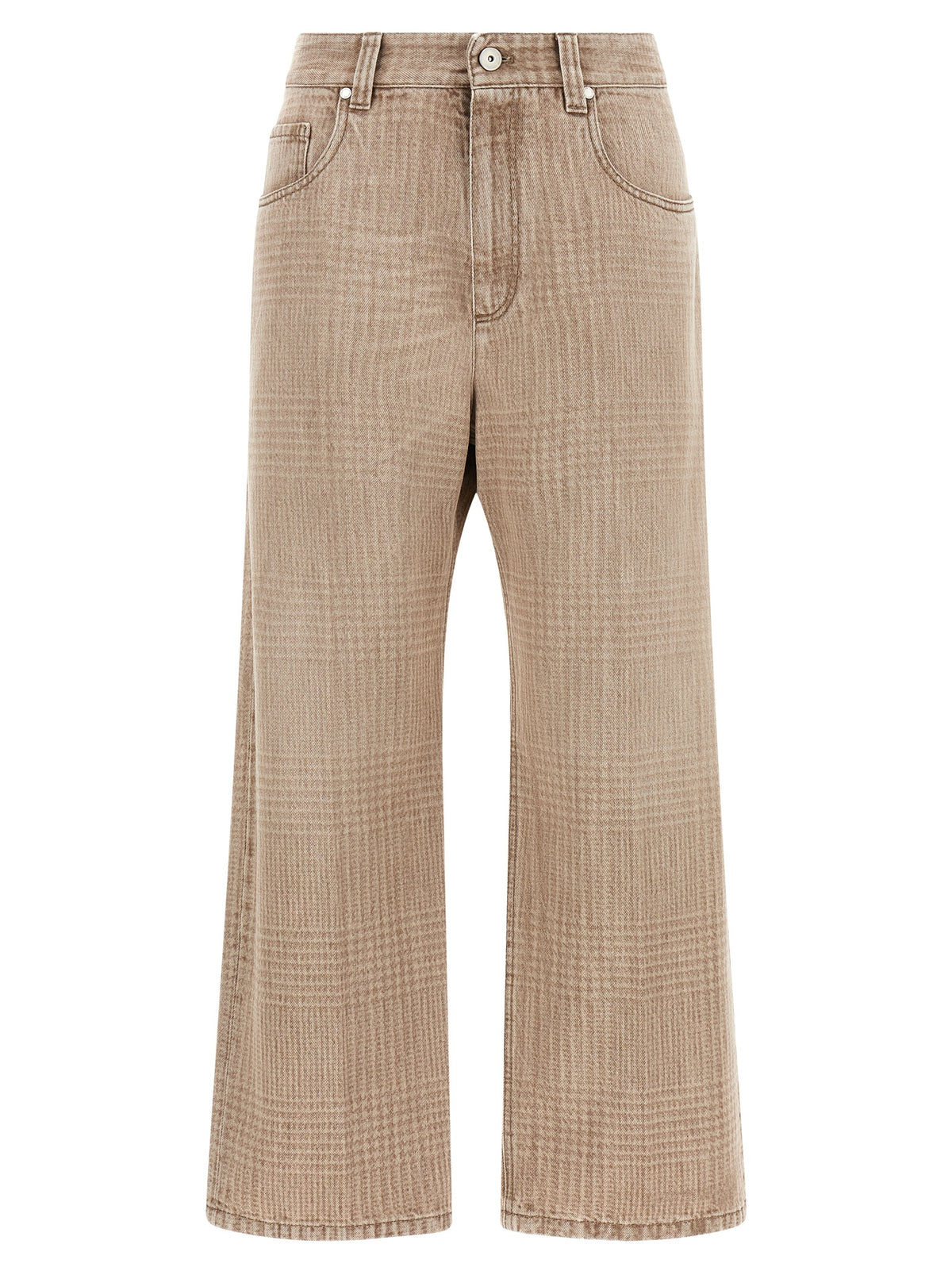 Brunello Cucinelli Beige Baumwoll-Jeans im Cropped-Schnitt