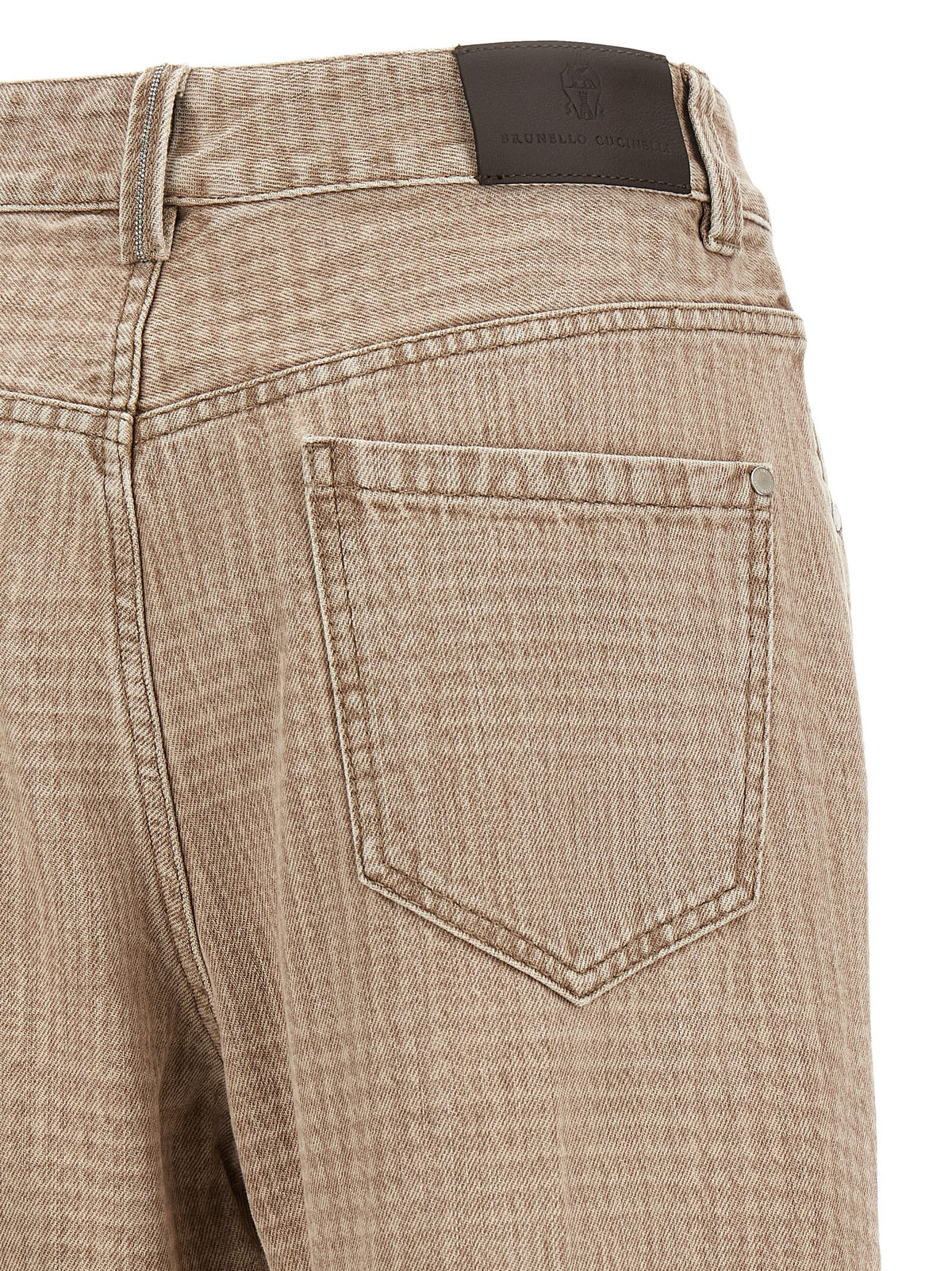 Brunello Cucinelli Beige Baumwoll-Jeans im Cropped-Schnitt