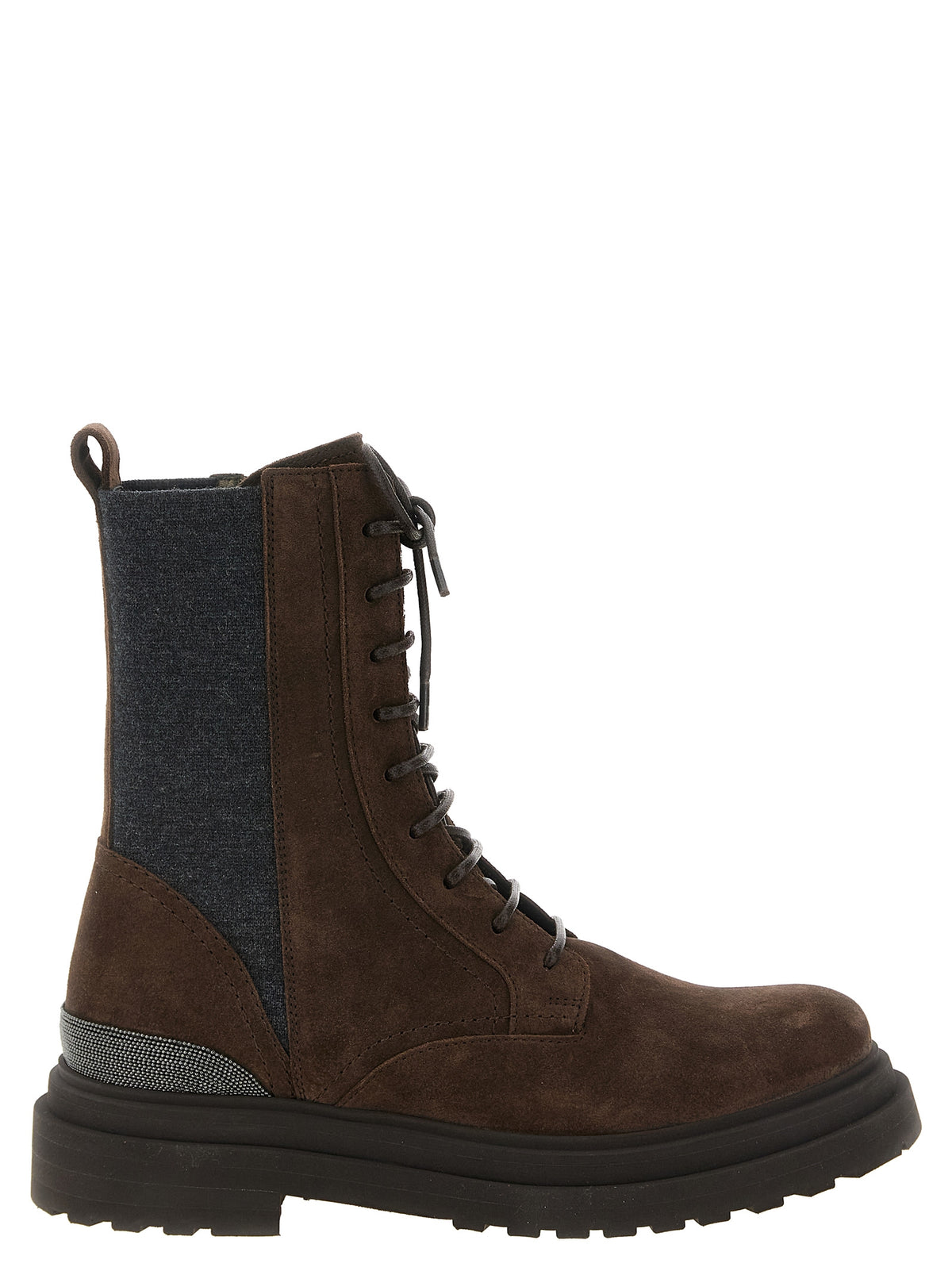 Brunello Cucinelli Braune Schnürstiefel aus Kalbsleder