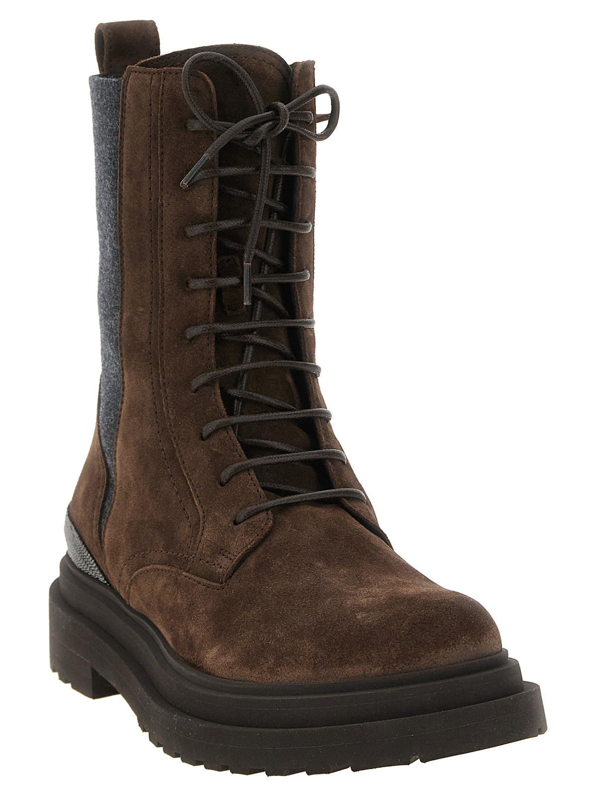 Brunello Cucinelli Braune Schnürstiefel aus Kalbsleder