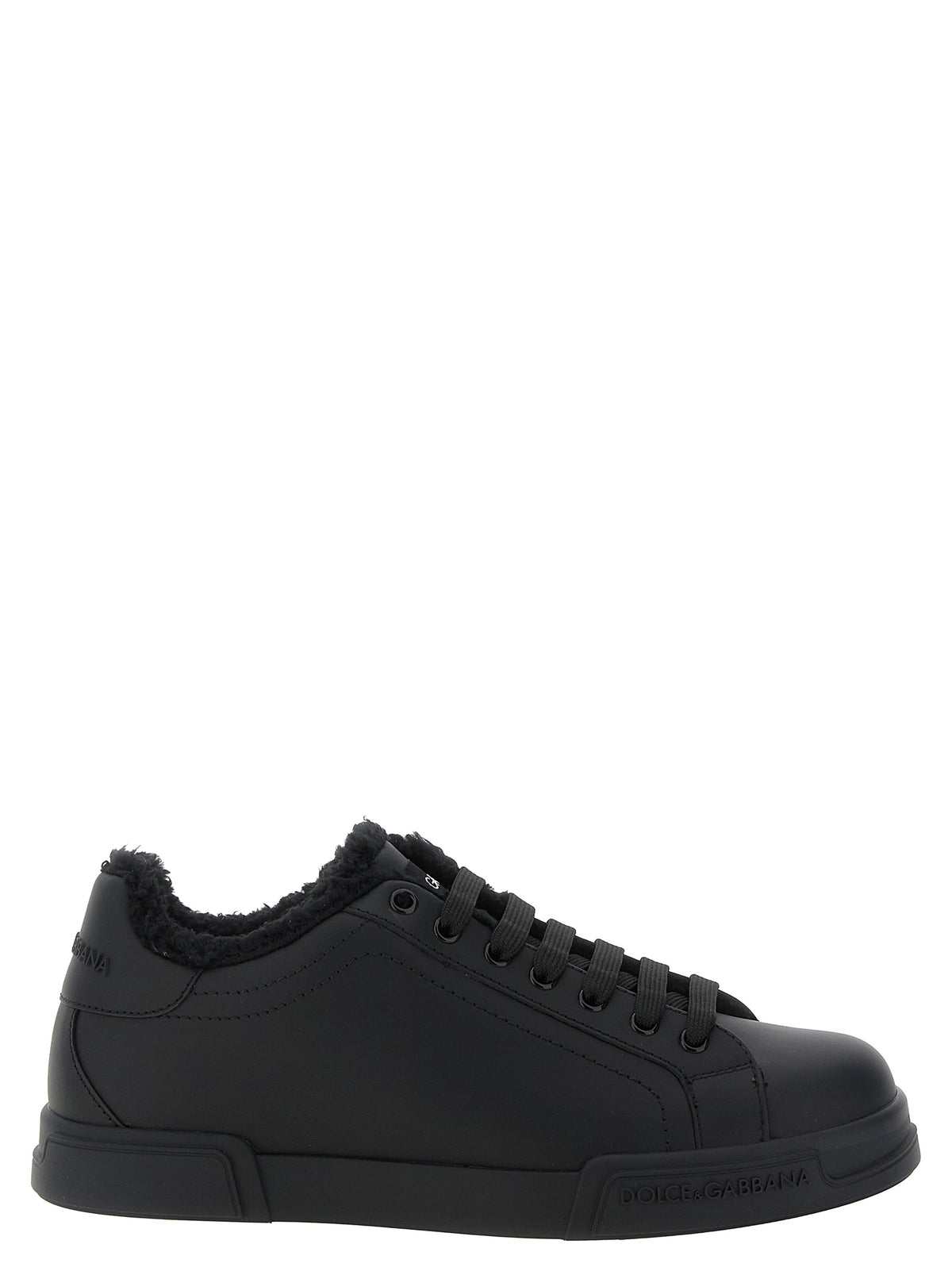 Dolce & Gabbana Schwarze Kalbsleder Low-Top-Sneaker