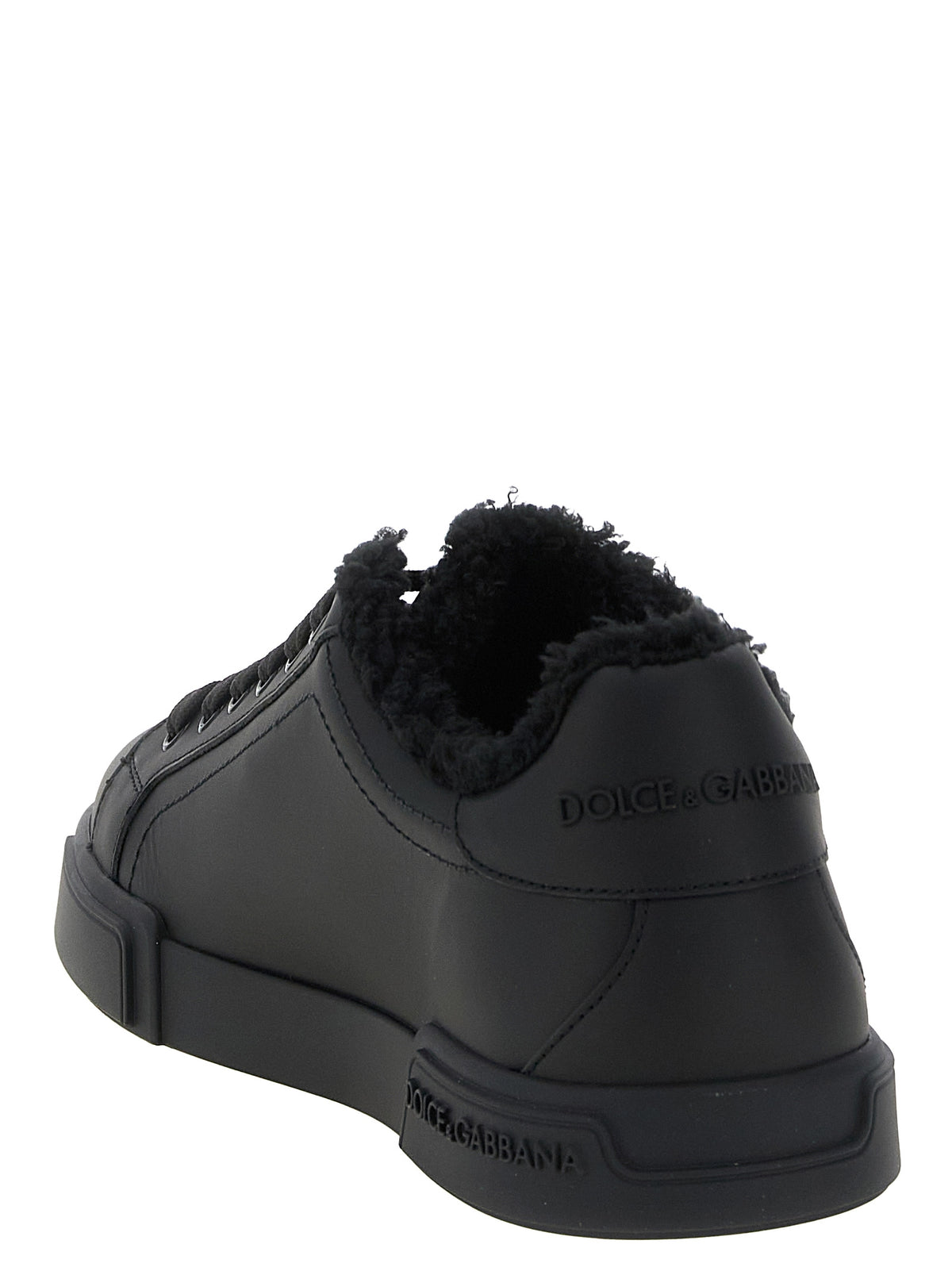 Dolce & Gabbana Schwarze Kalbsleder Low-Top-Sneaker