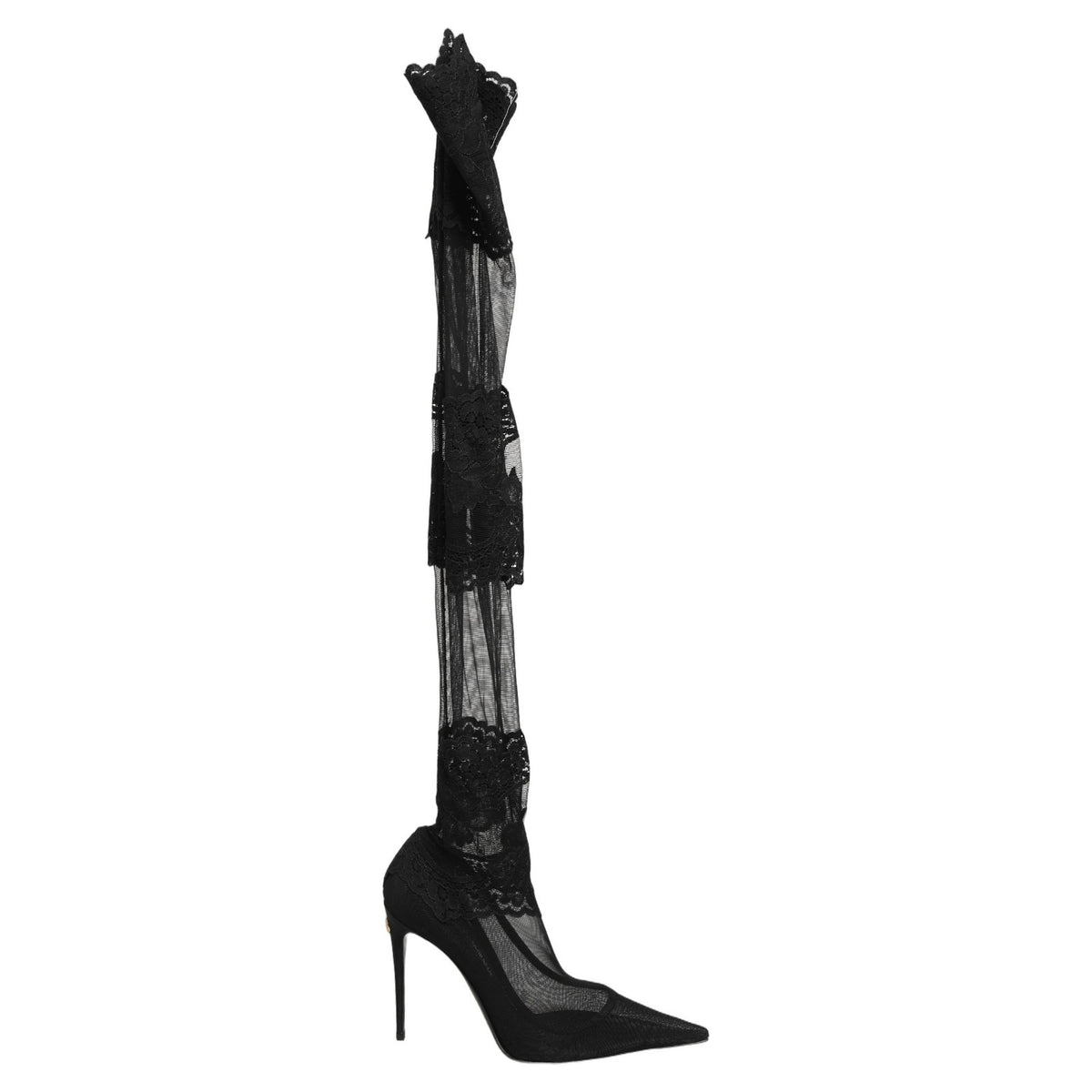 Dolce & Gabbana Schwarze Overknee-Socken-Pumps-Stiefel
