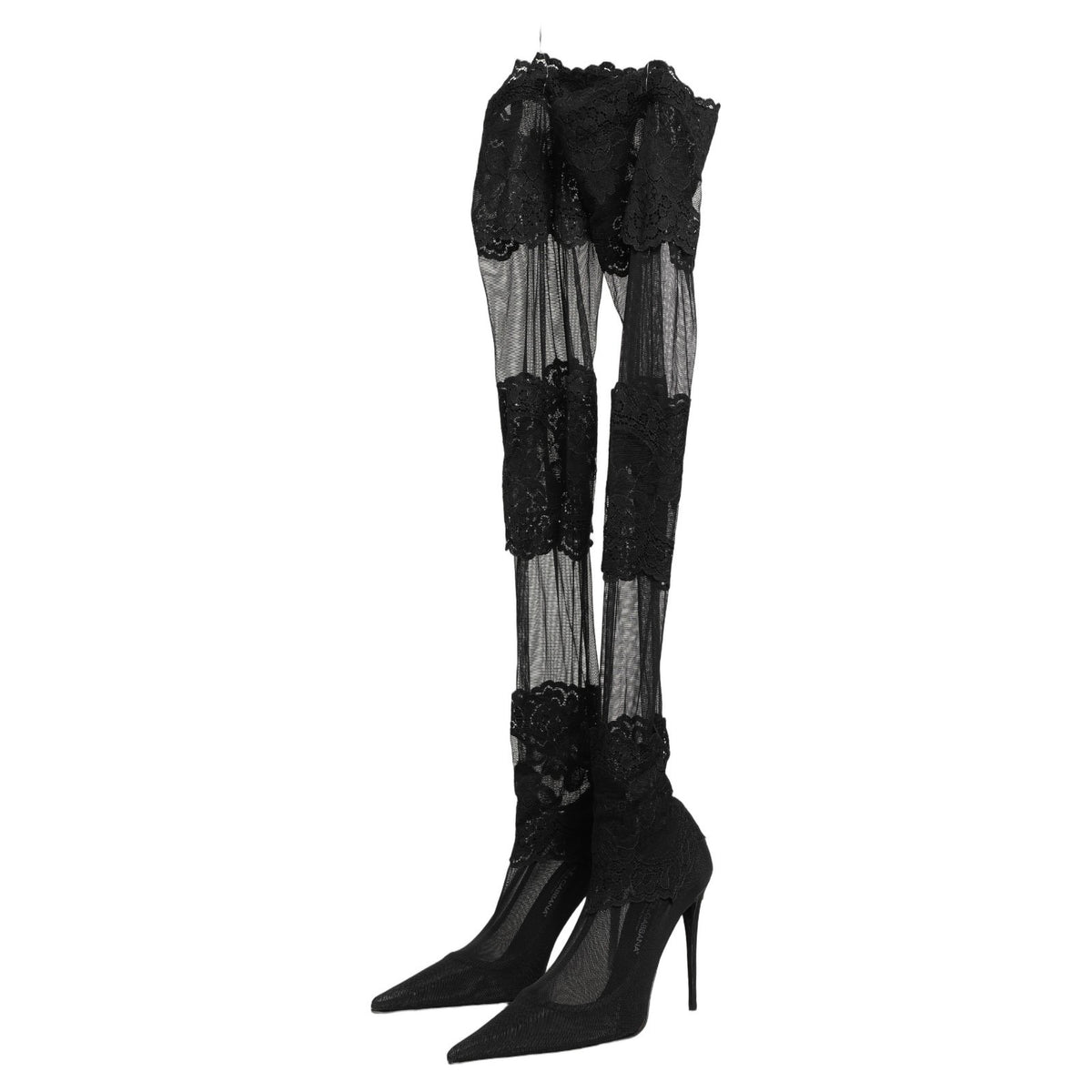 Dolce & Gabbana Schwarze Overknee-Socken-Pumps-Stiefel