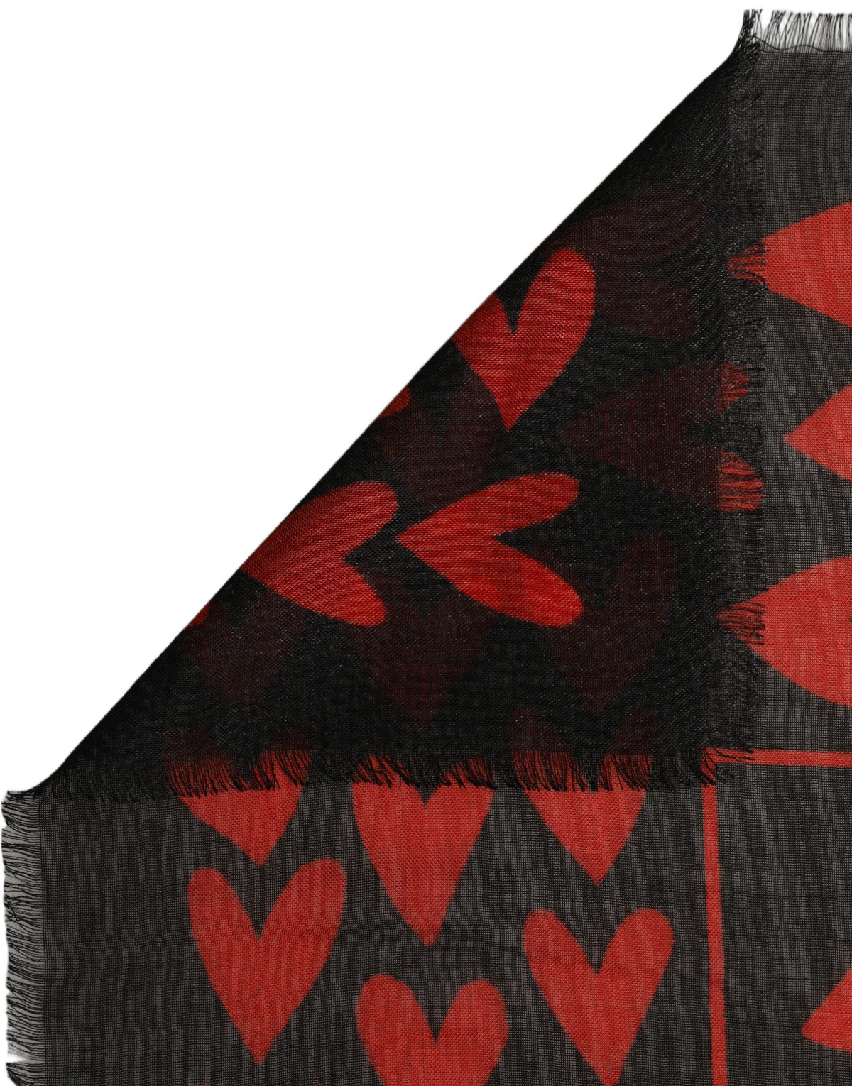 Dolce & Gabbana Schwarzer Kaschmirschal mit rotem Herz-Print