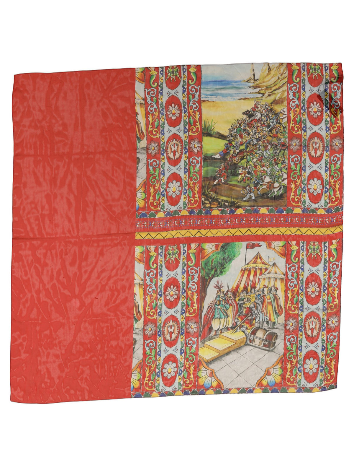 Dolce & Gabbana Seidenschal mit historischem Print in Rot