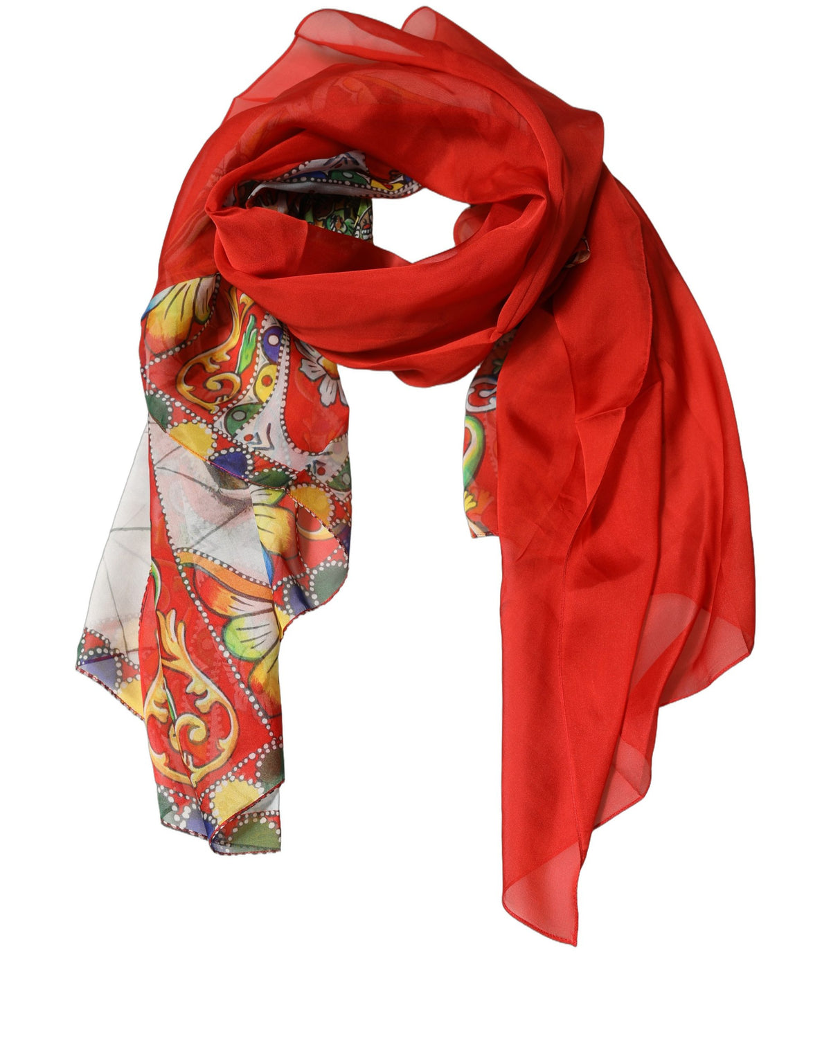 Dolce & Gabbana Seidenschal mit historischem Print in Rot