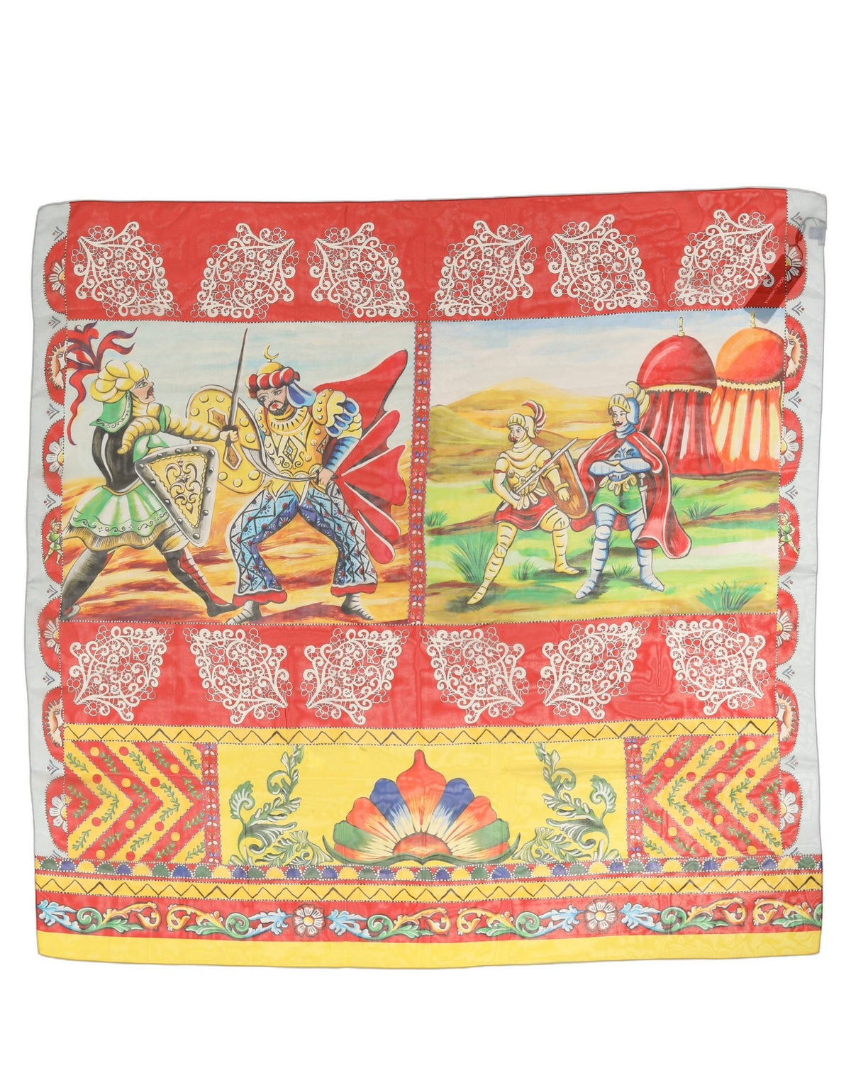 Dolce & Gabbana Multicolor Seiden Foulard im Quadrat mit Print
