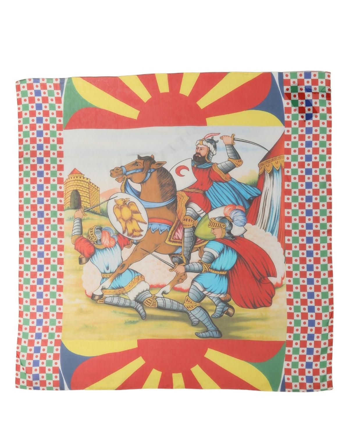 Dolce & Gabbana Multicolor Seiden Foulard im Quadrat mit Print