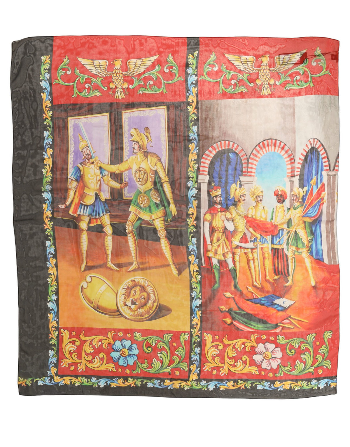 Dolce & Gabbana Multicolor Seiden Foulard im Quadrat mit Print