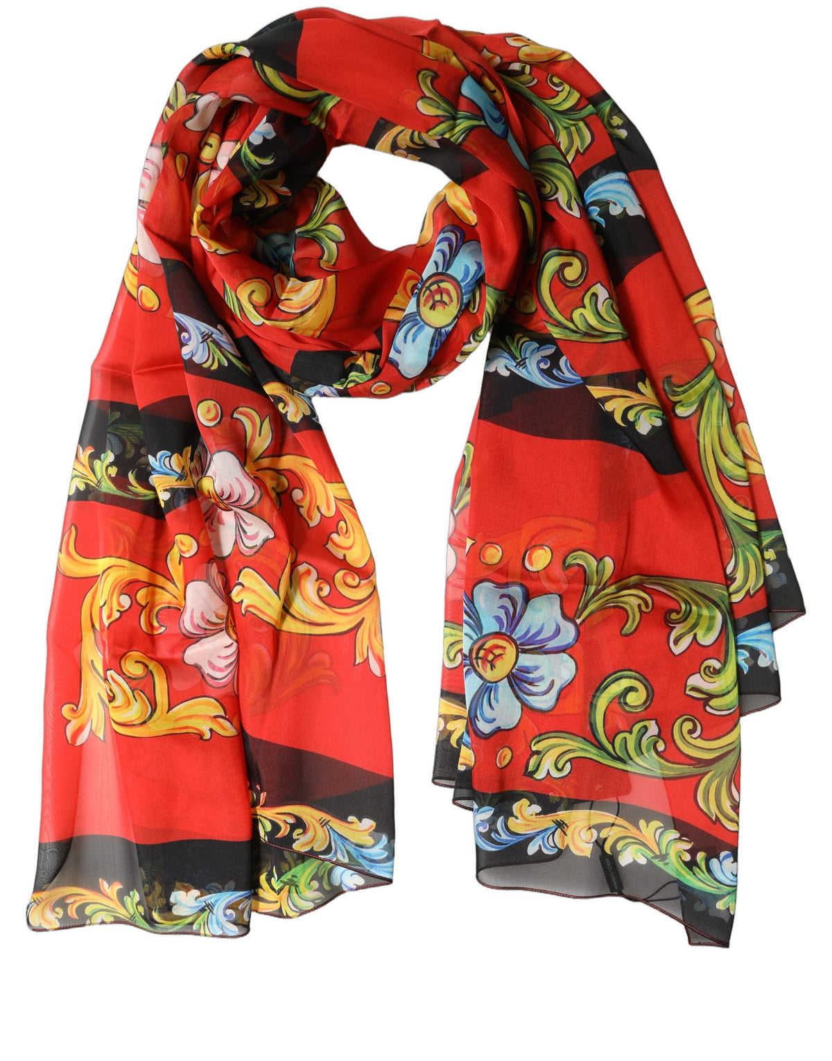 Dolce & Gabbana Seidenschal Stola in Multicolor mit Blumenmuster