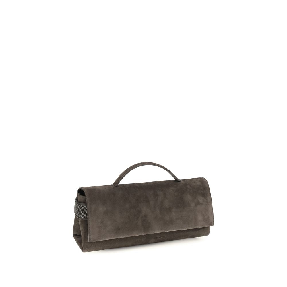 Brunello Cucinelli Braune Wildleder-Kupplungstasche