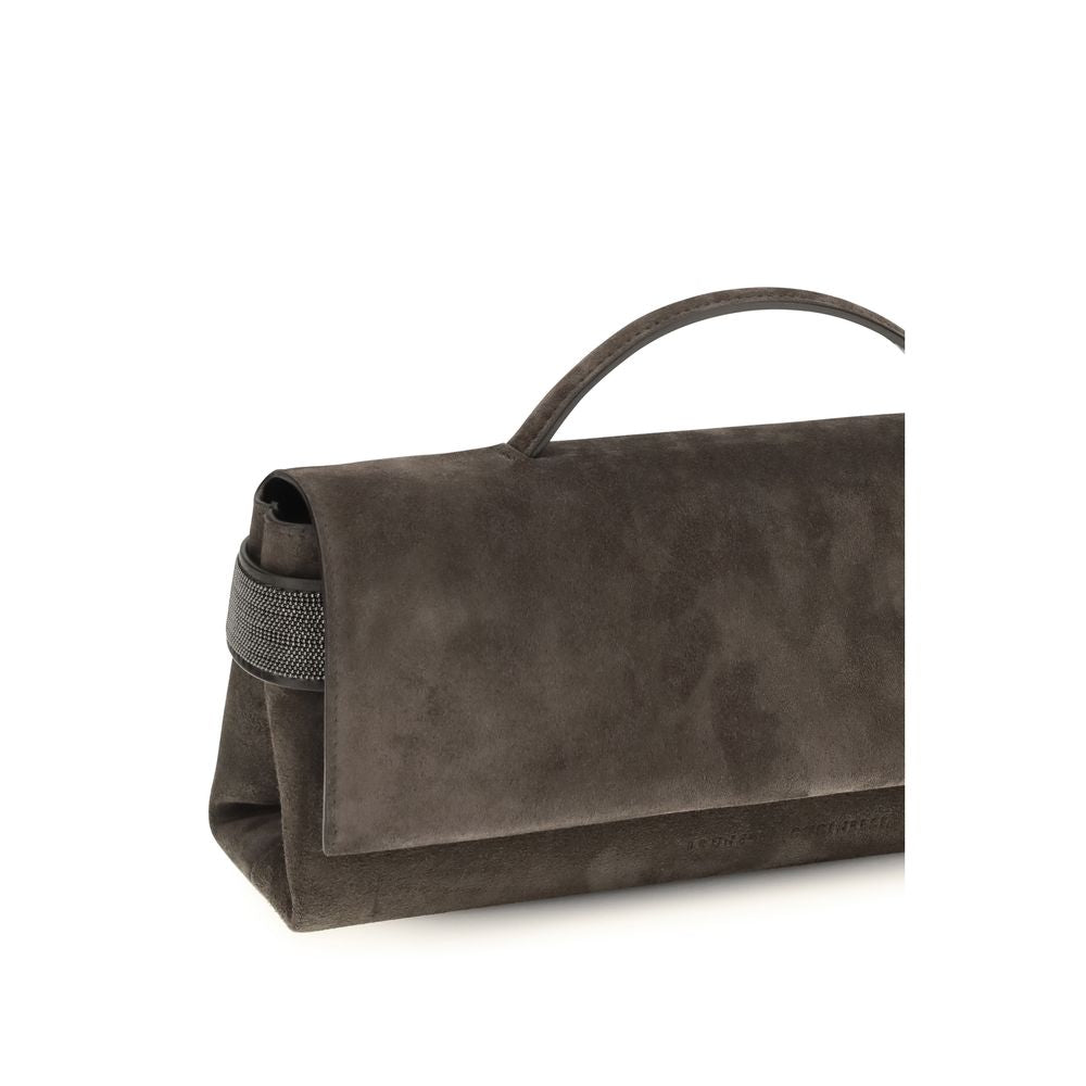 Brunello Cucinelli Braune Wildleder-Kupplungstasche