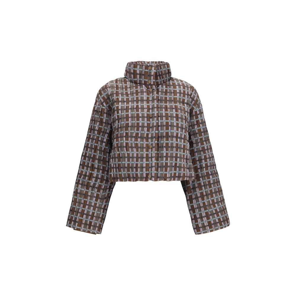 Gongdid Design Braune Daunenjacke in voller Länge aus Gänsedaunen