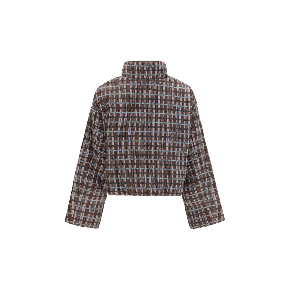 Gongdid Design Braune Daunenjacke in voller Länge aus Gänsedaunen