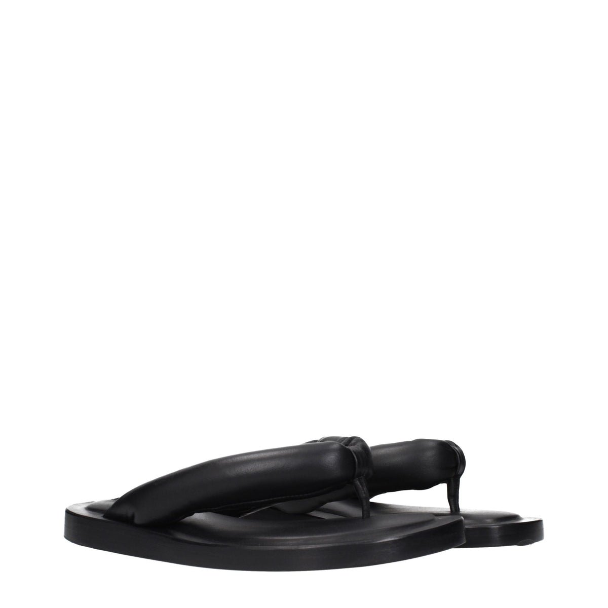 Jil Sander Schwarze Leder-Flip-Flop-Sandalen