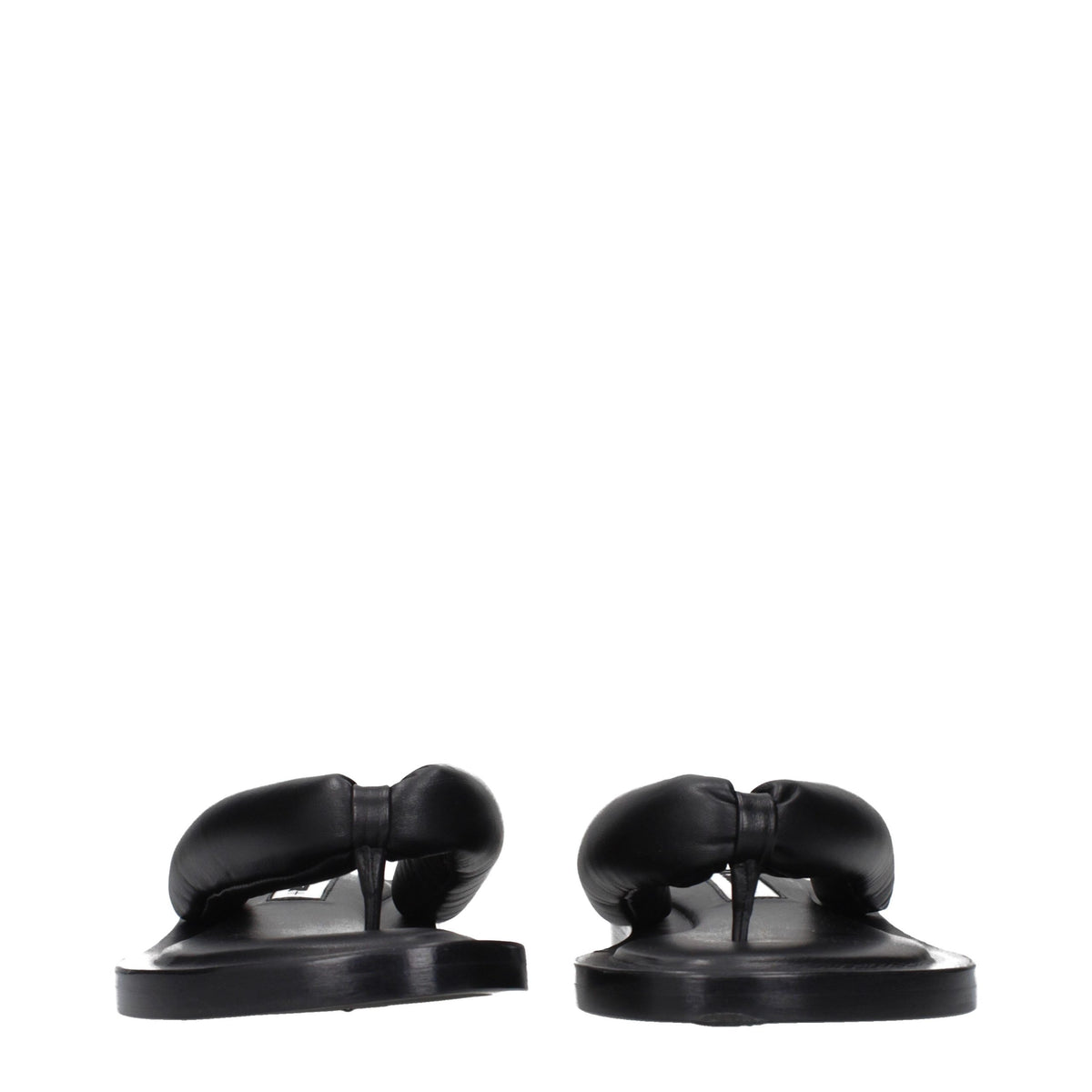 Jil Sander Schwarze Leder-Flip-Flop-Sandalen