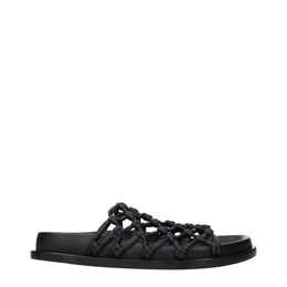 Jil Sander Schwarze Leder-Slipper