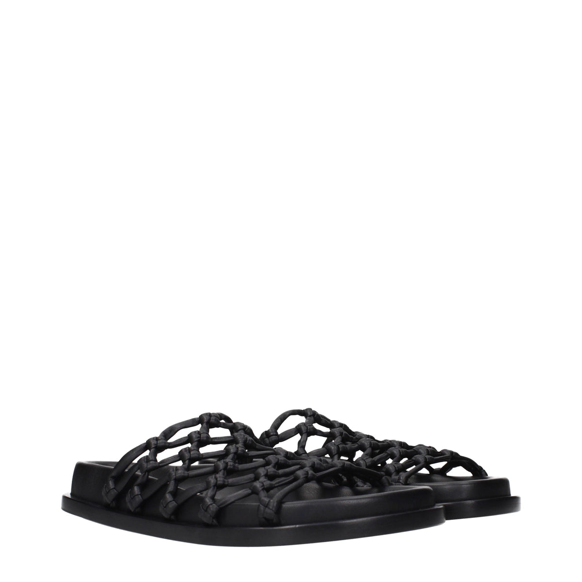 Jil Sander Schwarze Leder-Slipper