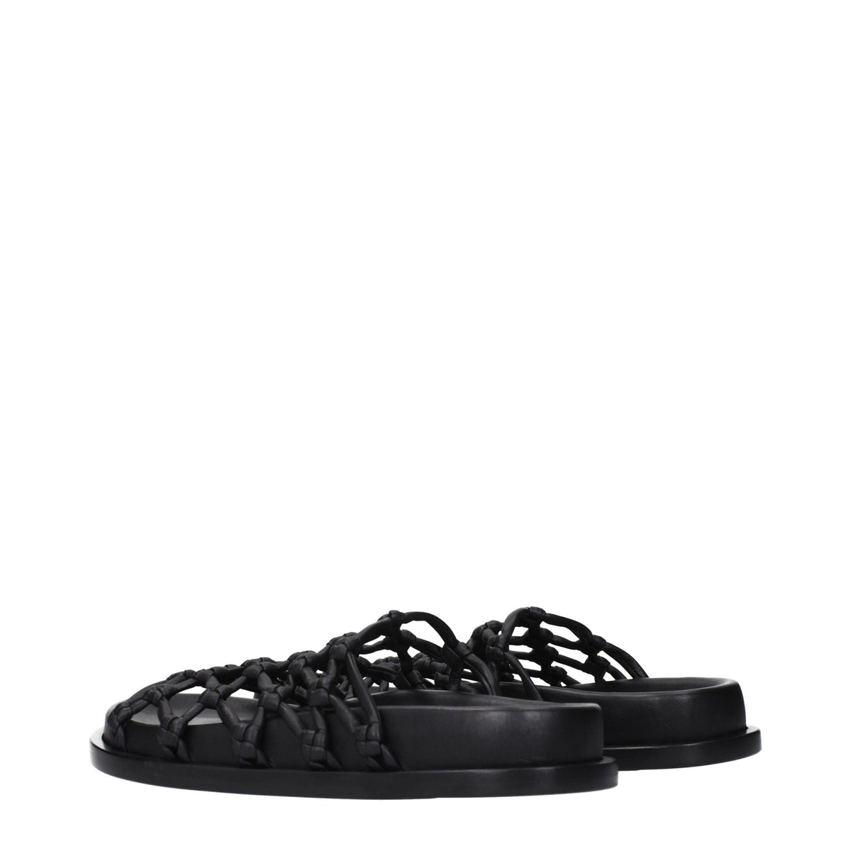Jil Sander Schwarze Leder-Slipper