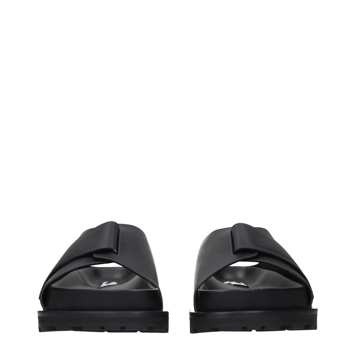 Jil Sander Schwarze Leder-Slipper
