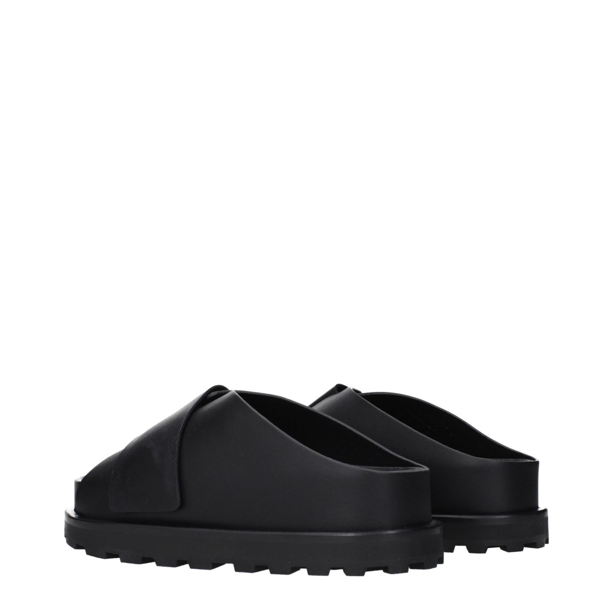 Jil Sander Schwarze Leder-Slipper