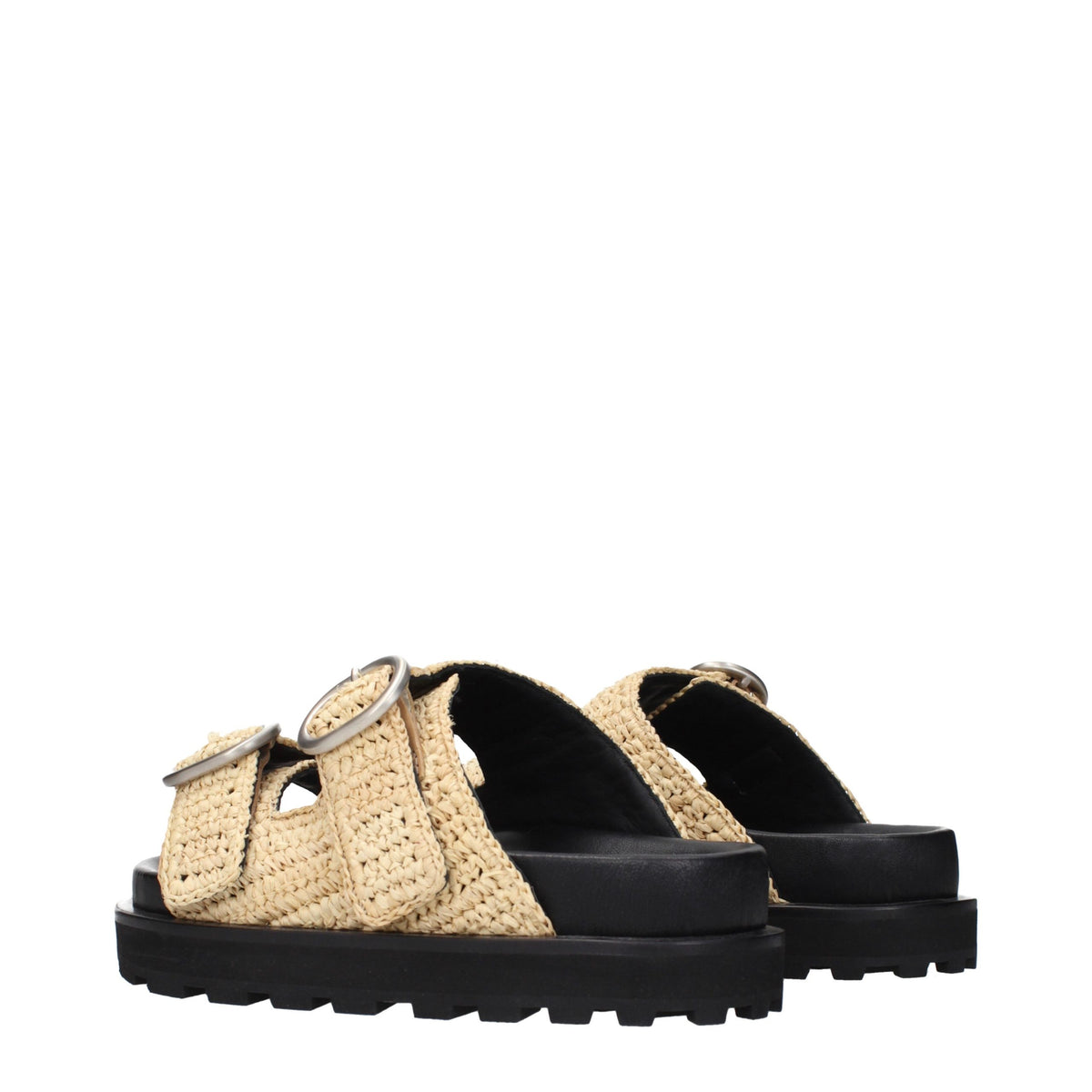 Jil Sander Beigefarbene Raffia-Pantoffeln