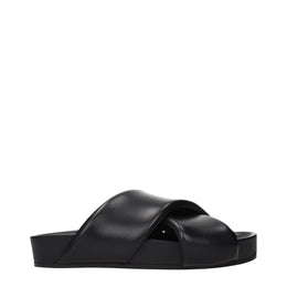 Jil Sander Schwarze Leder-Slipper