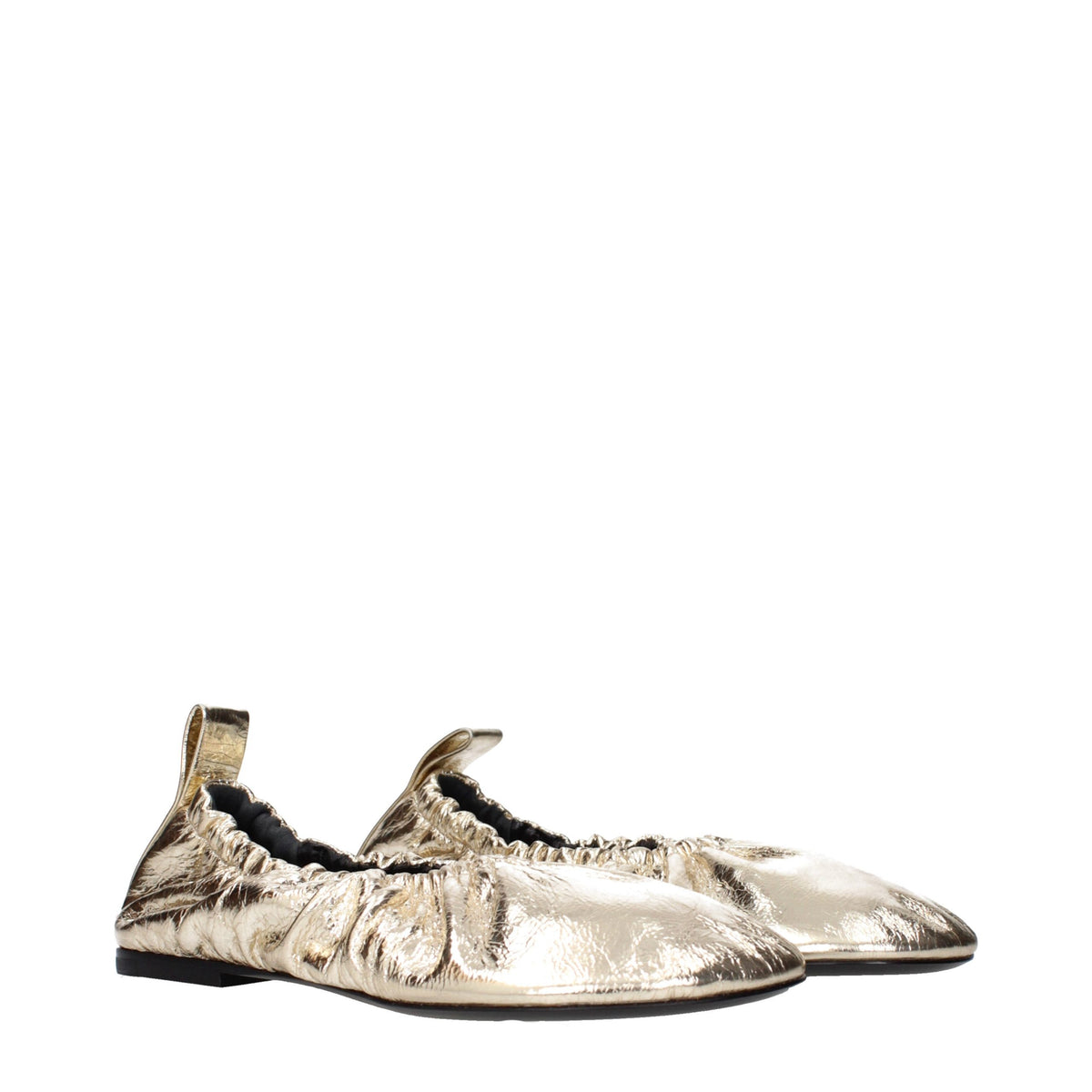 Jil Sander Goldfarbene Ballerinas aus Leder