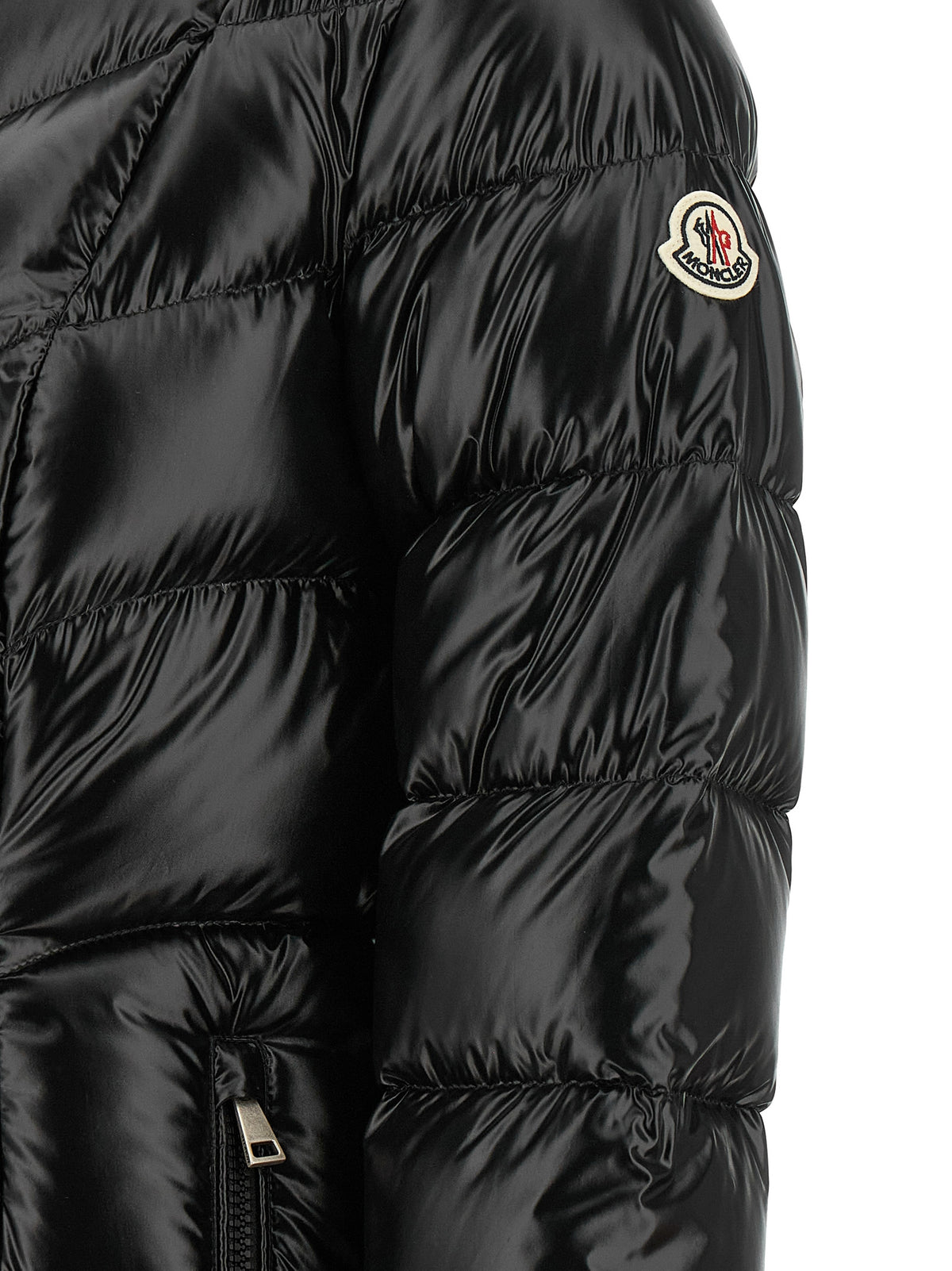 Moncler Schwarze Polyamid-Jacke in voller Länge