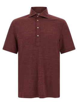 Brunello Cucinelli Polo-Shirt aus bordeauxroter Schurwolle