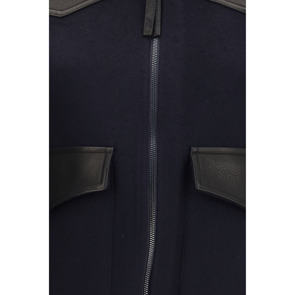 P.A.R.O.S.H. Blaue Lammfelljacke Aries Leder