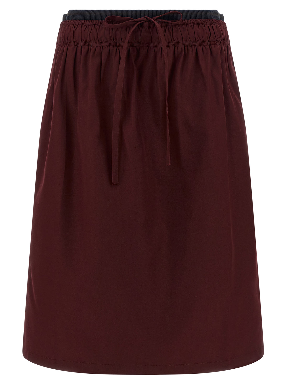 Prada Midi-Rock aus bordeauxfarbenem Polyester