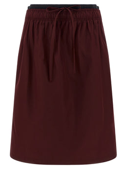 Prada Midi-Rock aus bordeauxfarbenem Polyester