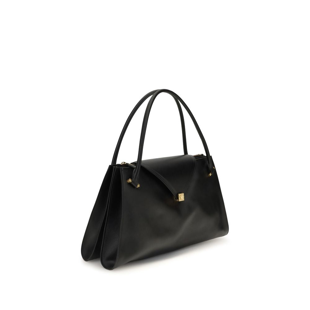 Versace Schwarze Bos Taurus Kalbsleder Schultertasche