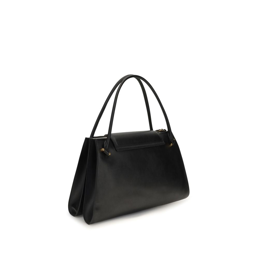 Versace Schwarze Bos Taurus Kalbsleder Schultertasche