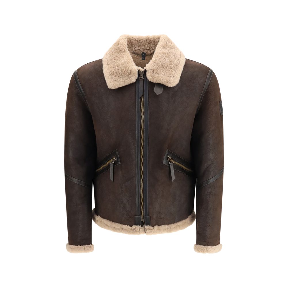 Belstaff Braune Lammleder-Jacke in voller Länge