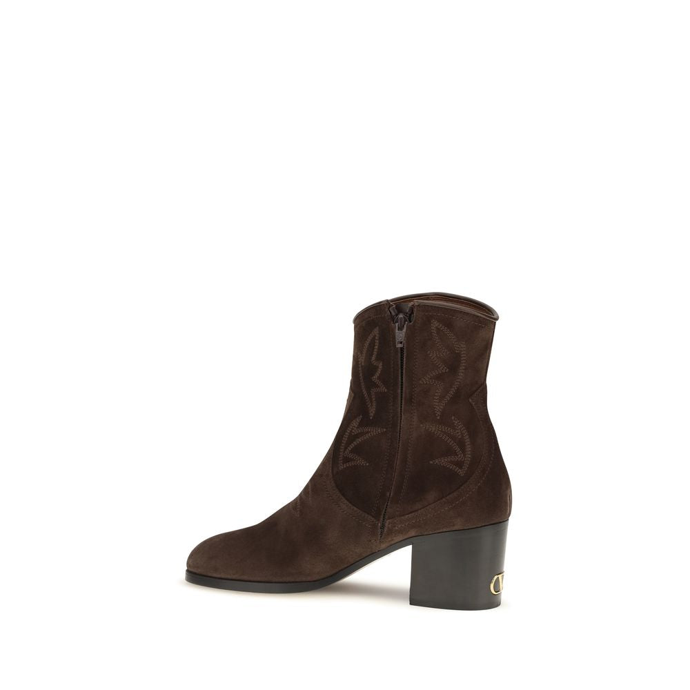 Valentino Garavani Braune Wildleder-Ankle Boots