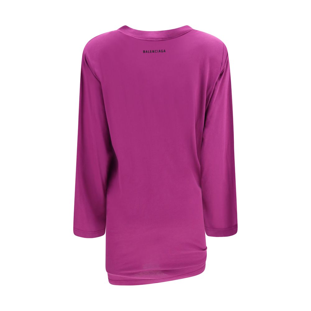 Balenciaga Lila Baumwoll-Langarmshirt