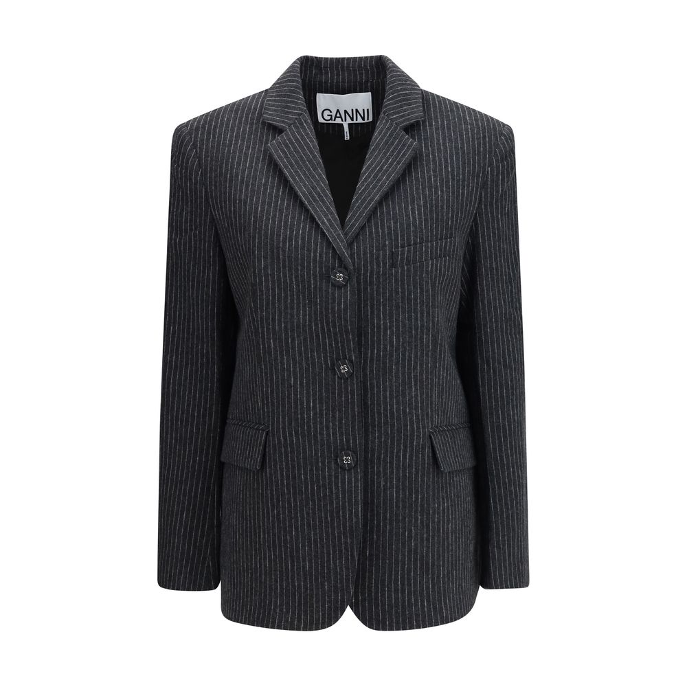 Ganni Grauer Woll-Oves Aries Blazer