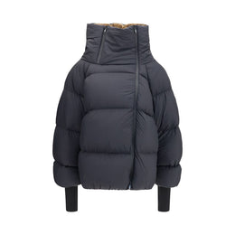 Ganni Schwarze Polyamid-Jacke in voller Länge