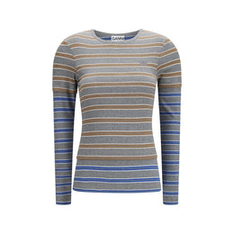 Ganni Graues Baumwoll-Langarmshirt