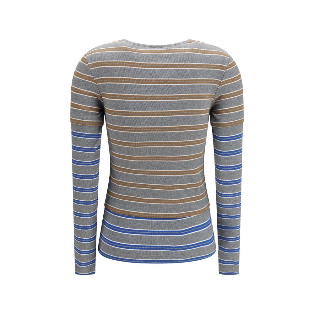 Ganni Graues Baumwoll-Langarmshirt