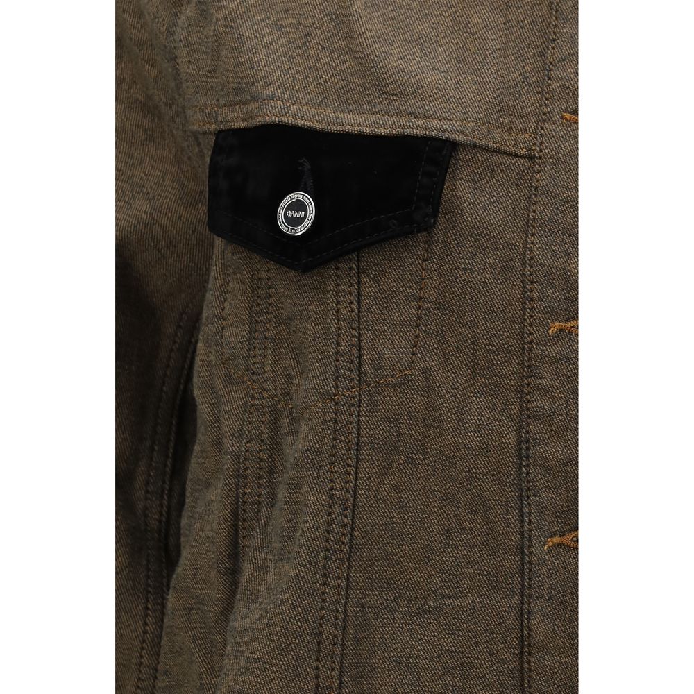 Ganni Braune Baumwoll-Denimjacke