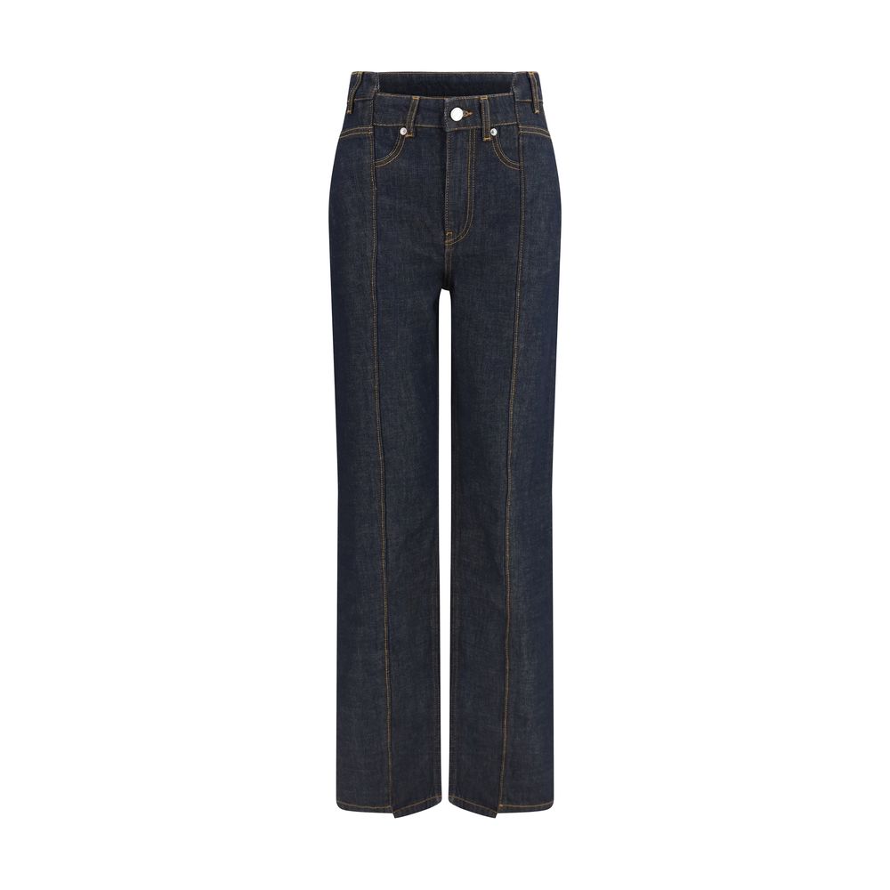 Ganni Blaue Jeans aus Baumwolle im geraden Schnitt