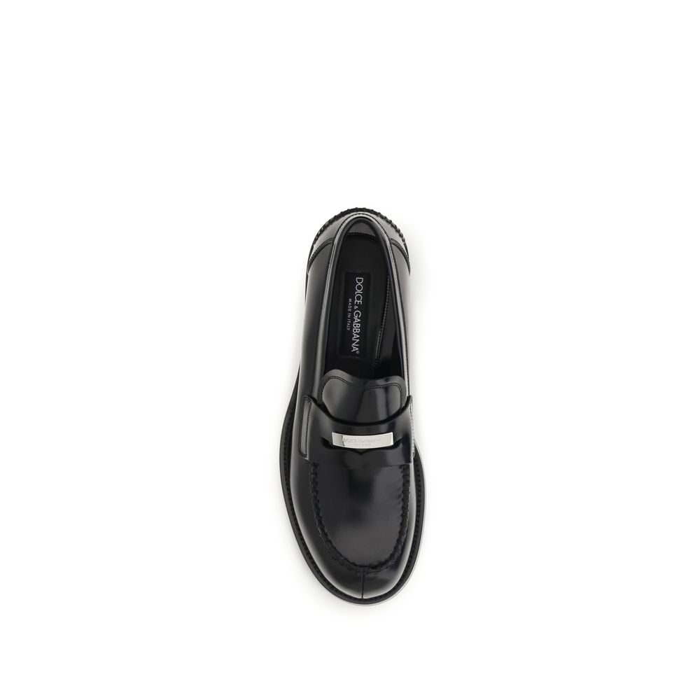 Dolce & Gabbana Schwarze "Bos Taurus" Kalbsleder Loafer zum Hineinschlüpfen