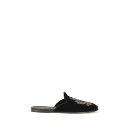 Dolce & Gabbana Schwarze Samt-Slipper