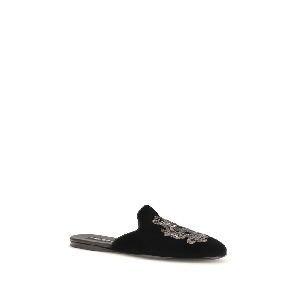 Dolce & Gabbana Schwarze Samt-Slipper