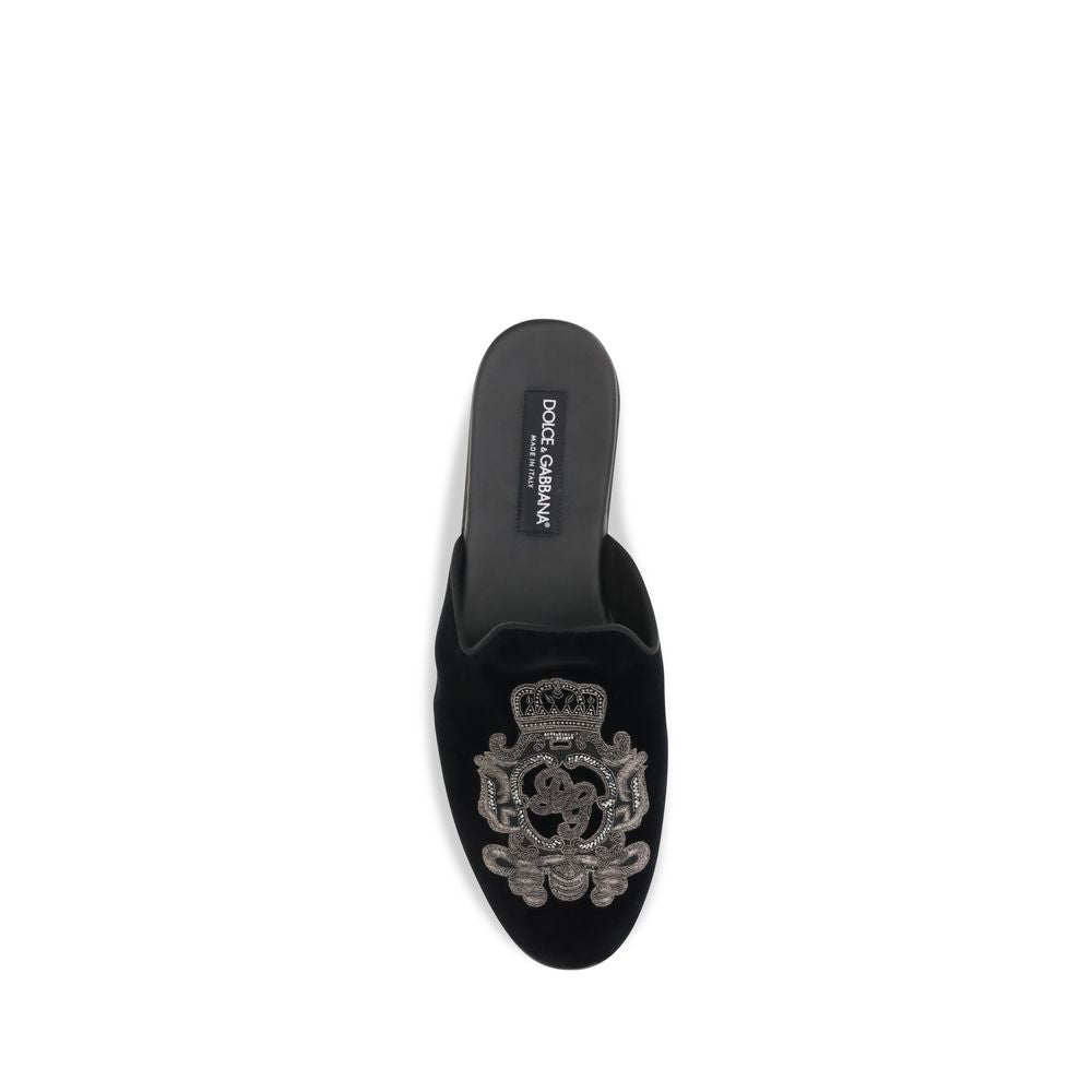 Dolce & Gabbana Schwarze Samt-Slipper